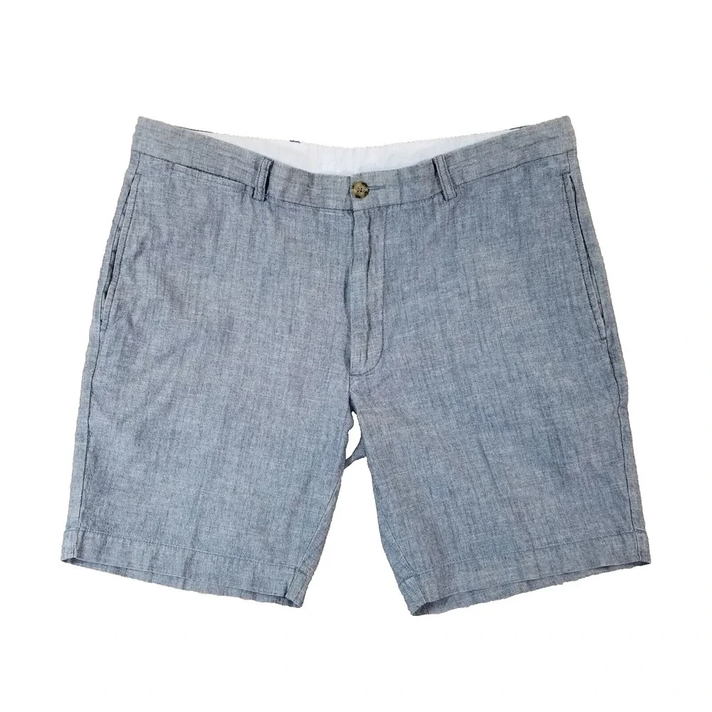 Roundtree & Yorke casuals shorts men's 38x9 blue denim chambray preppy outdoor